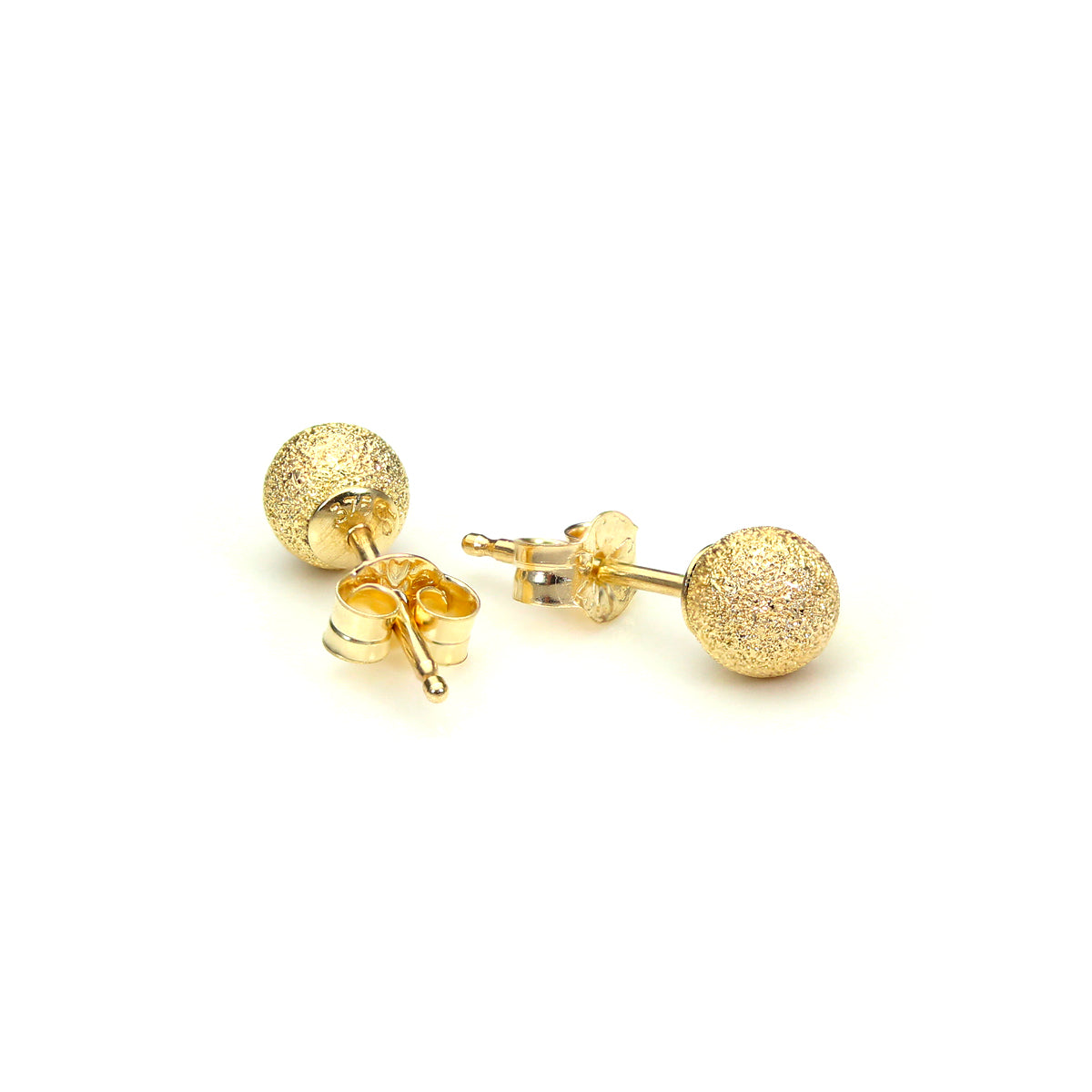 9ct Gelbgold mattierte Kugel-Ohrstecker