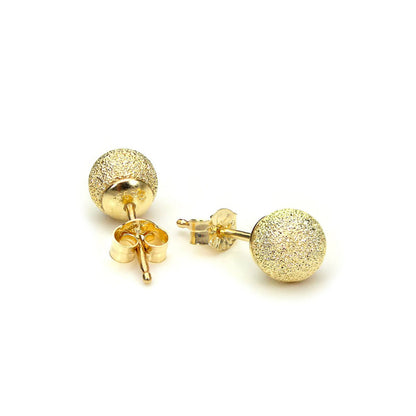 9ct Gelbgold mattierte Kugel-Ohrstecker