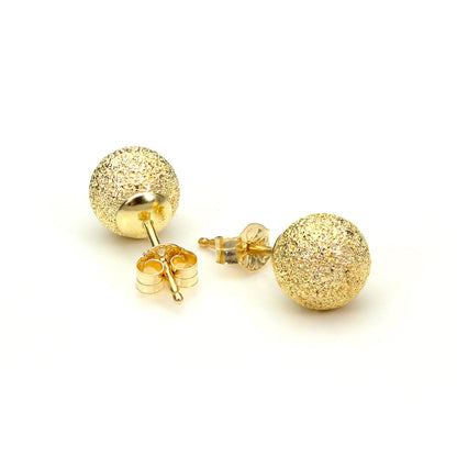 9ct Gelbgold mattierte Kugel-Ohrstecker