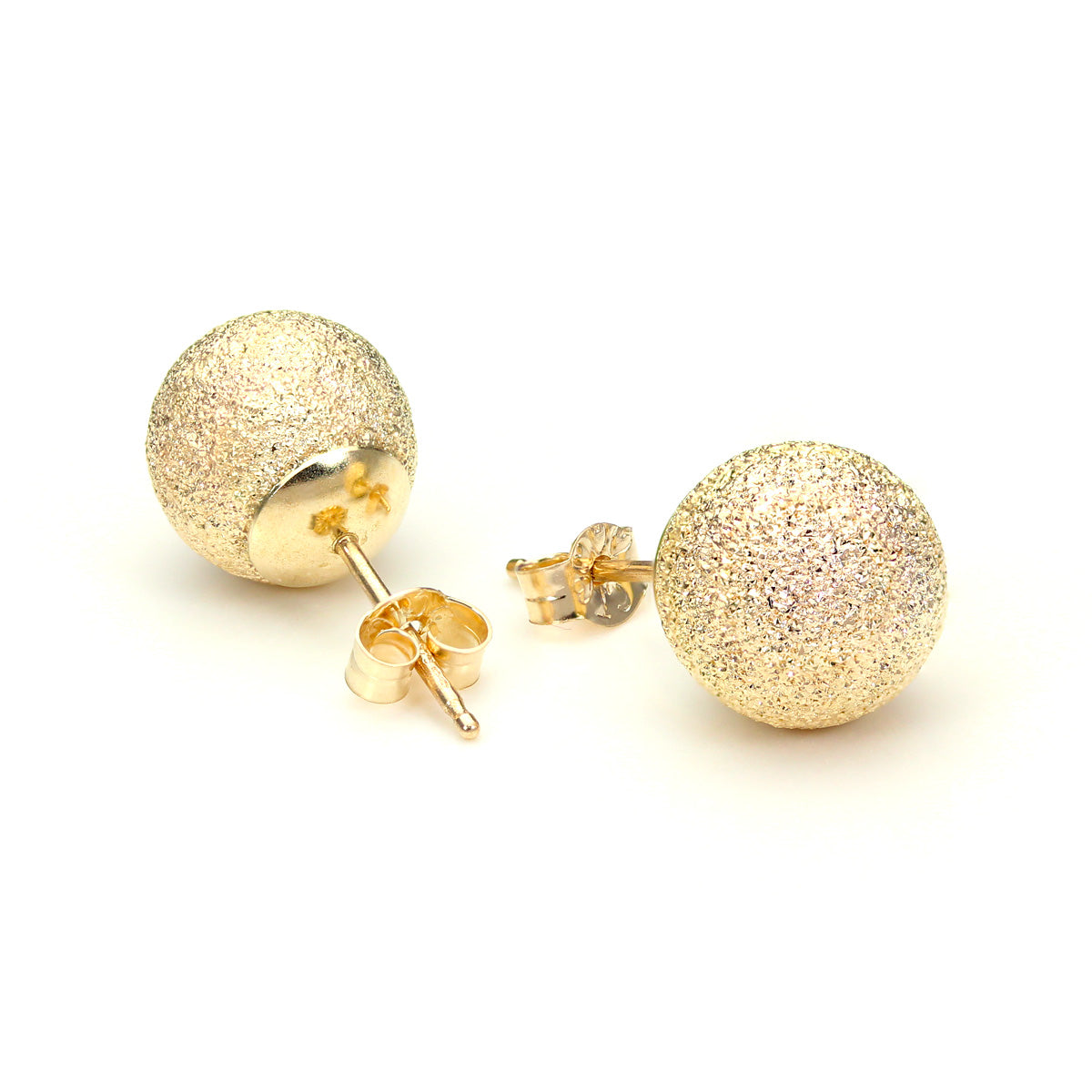 9ct Gelbgold mattierte Kugel-Ohrstecker