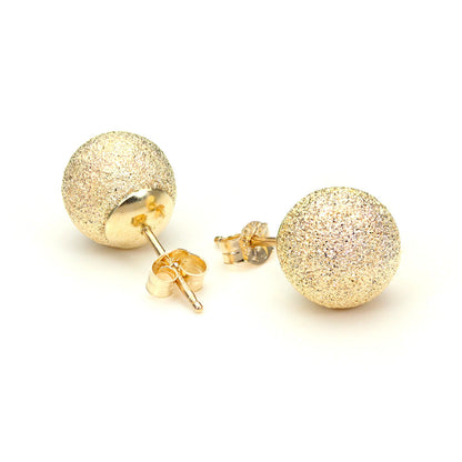 9ct Gelbgold mattierte Kugel-Ohrstecker