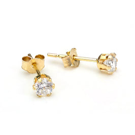 9 Karat Gold Kristall 3 mm Rund Ohrstecker