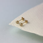9 Karat Gold Kristall 3 mm Rund Ohrstecker