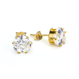 9 Karat Gelbgold Kristall 6 mm Herz Ohrstecker