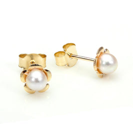 9 Karat Gelbgold Perle Blume Ohrstecker