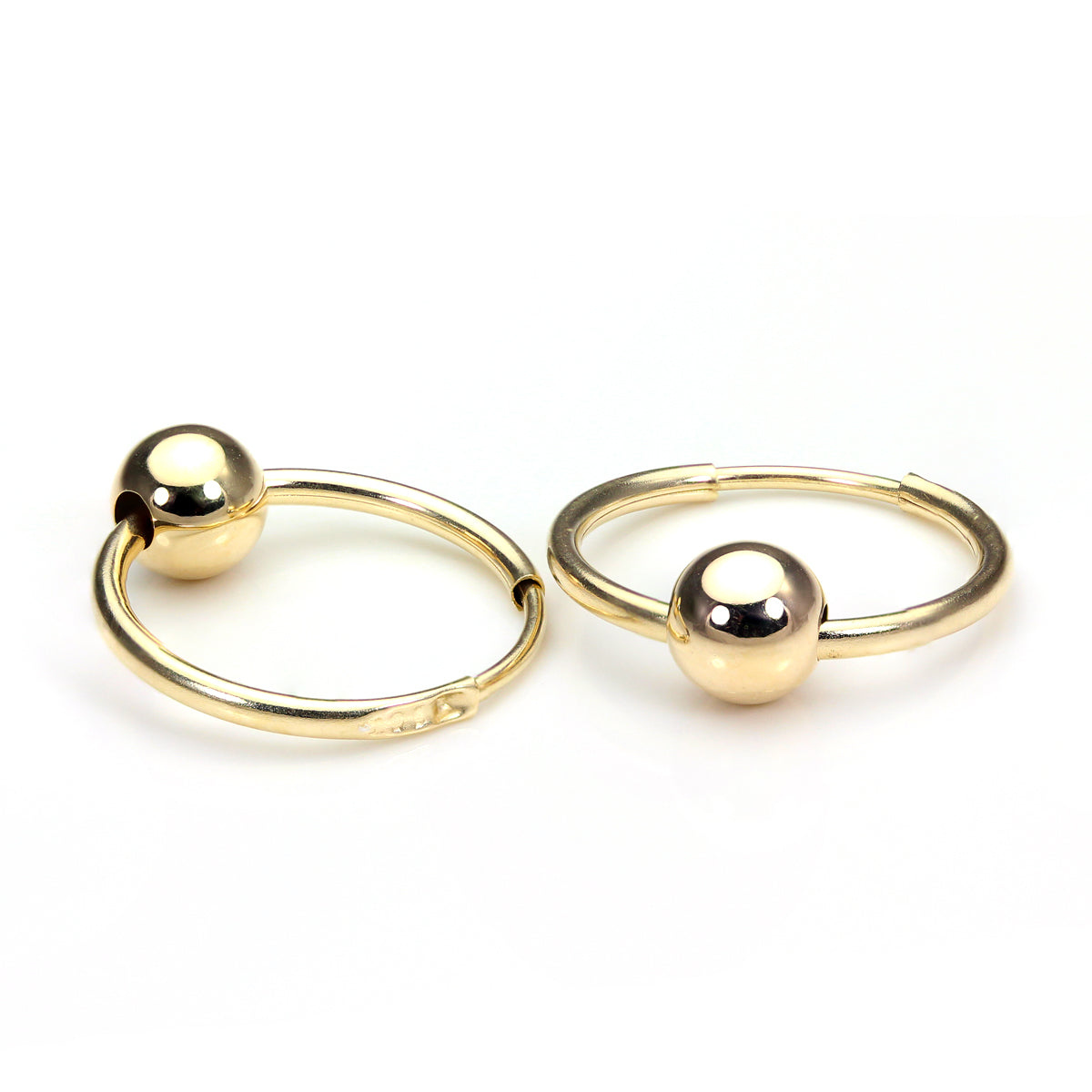 9 Karat Gelbgold 14 mm Kugel Creolen Ohrringe