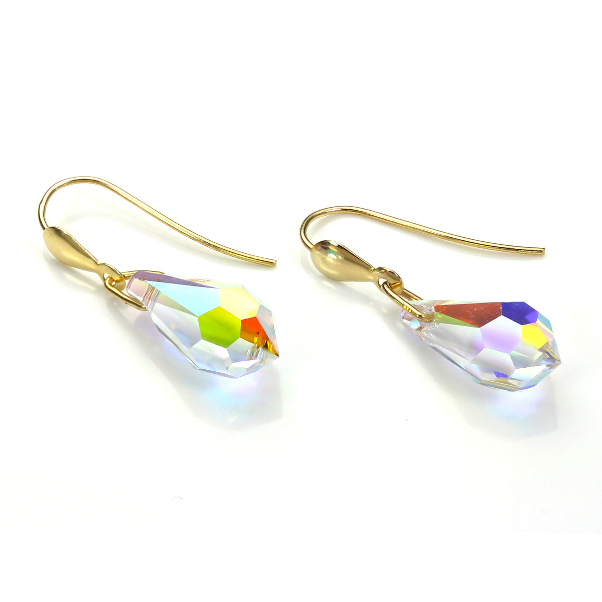 9 Karat Gelbgold Aurora Borealis Kristall Birne Ohrhänger