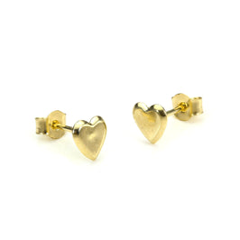 9 Karat Gelbgold Klein Flach Herz Ohrstecker 