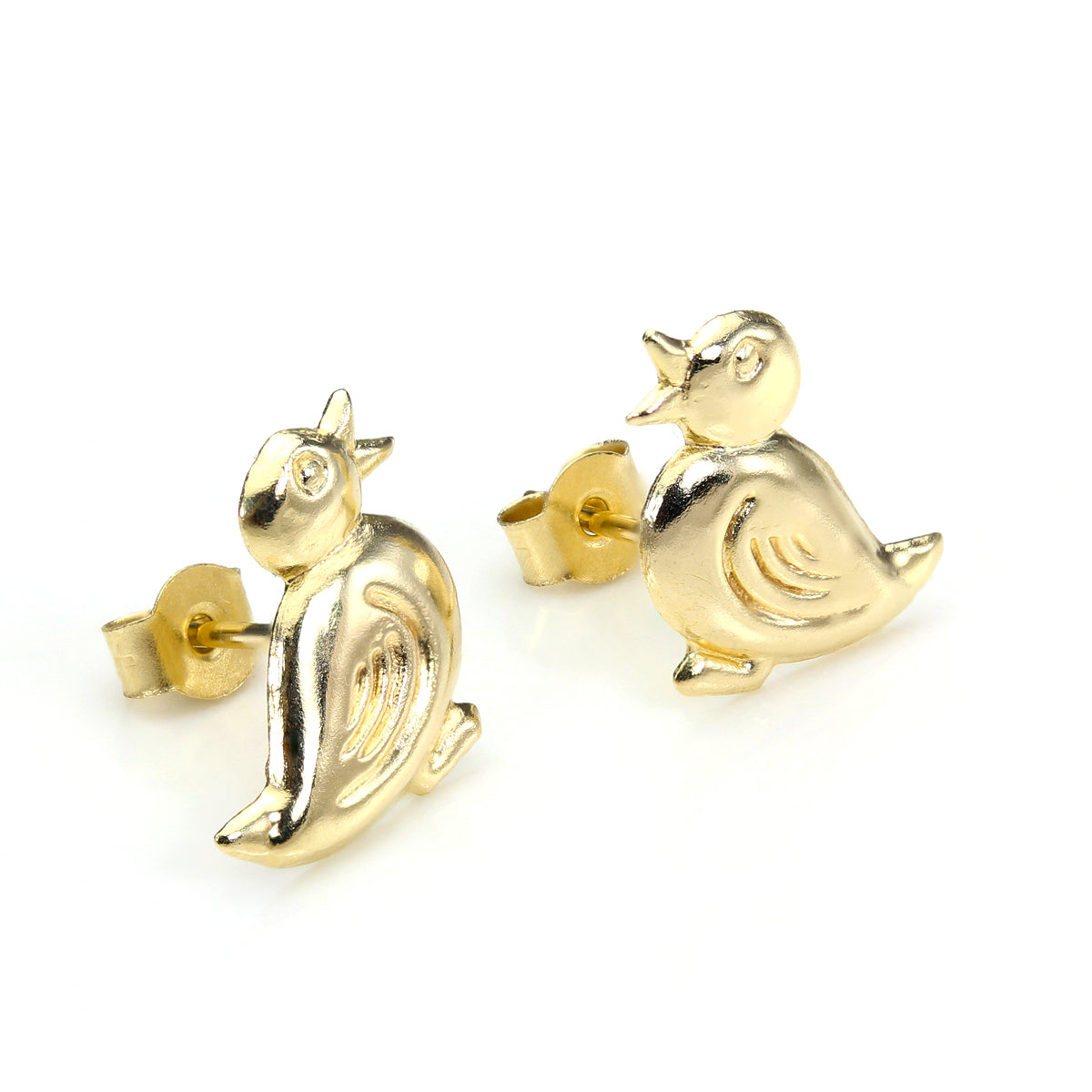 9 Karat Gelbgold Niedliche Ente Ohrstecker