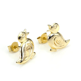 9 Karat Gelbgold Niedliche Ente Ohrstecker