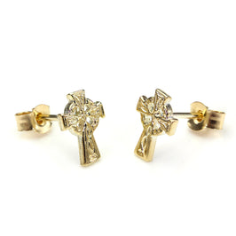 9 Karat Gelbgold Keltisches Kreuz Ohrstecker