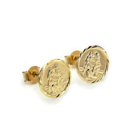 9 Karat Gelbgold St. Christophorus Diamantschliff Ohrstecker