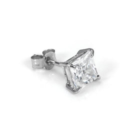 9 Karat Weißgold Herren Einzel 5 mm Quadrat Kristall Ohrstecker