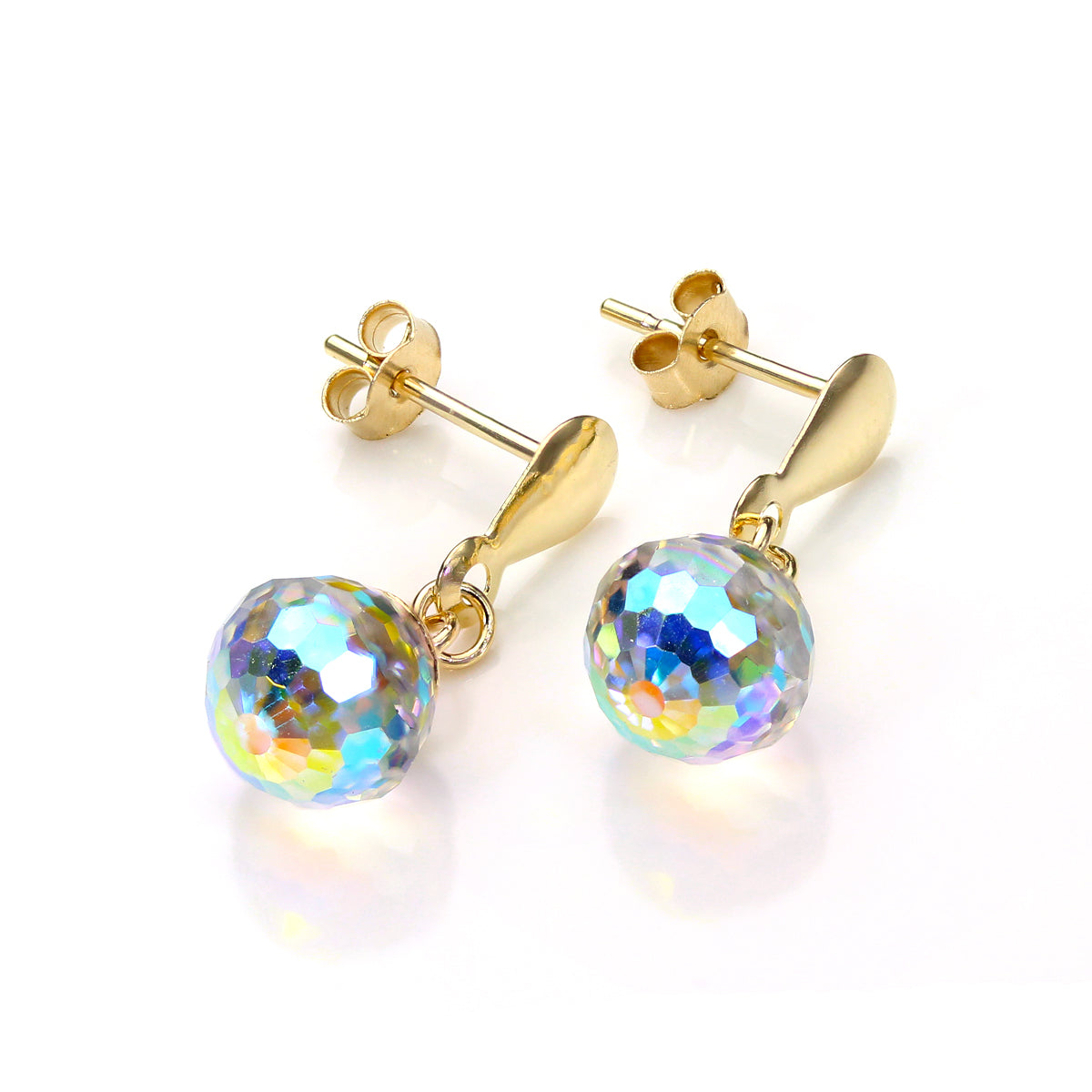 9 Karat Gelbgold Aurora Borealis Kristall Facettiert Ohrstecker