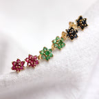 9 Karat Gelbgold Edelstein & CZ Blumenblüten Ohrstecker