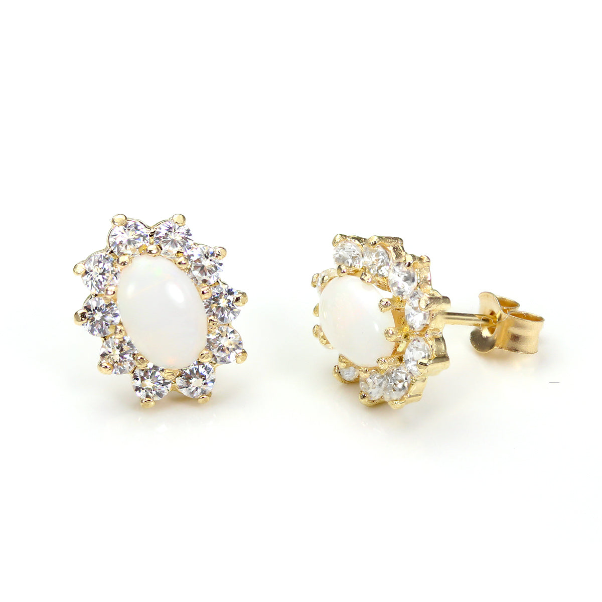 9 Karat Gelbgold Opal Oval Ohrstecker
