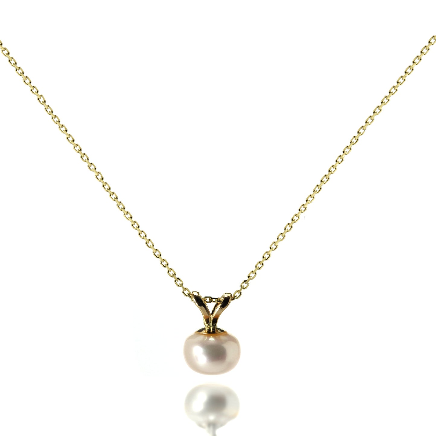 9ct Gold St 6mm Pearl Pendant Necklace - 4 Colours
