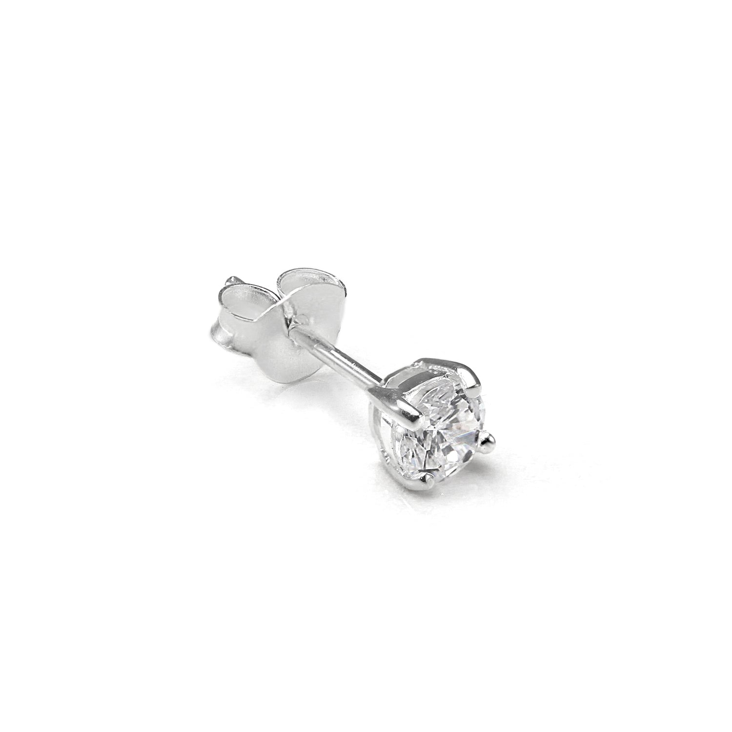 Sterlingsilber Runder CZ-Kristall Herren Ohrstecker - 4 -10 mm