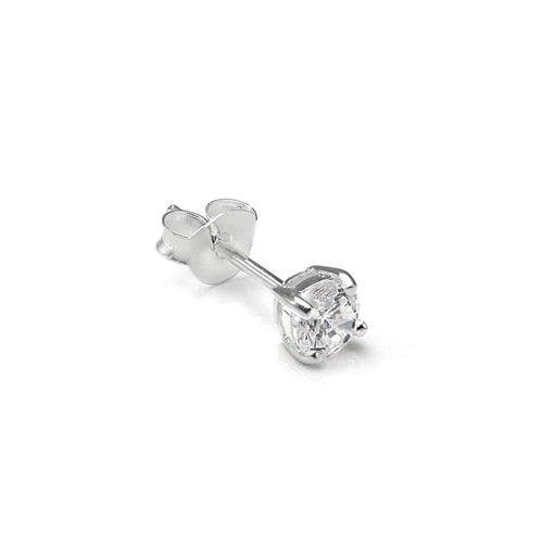 Sterlingsilber Runder CZ-Kristall Herren Ohrstecker - 4 -10 mm