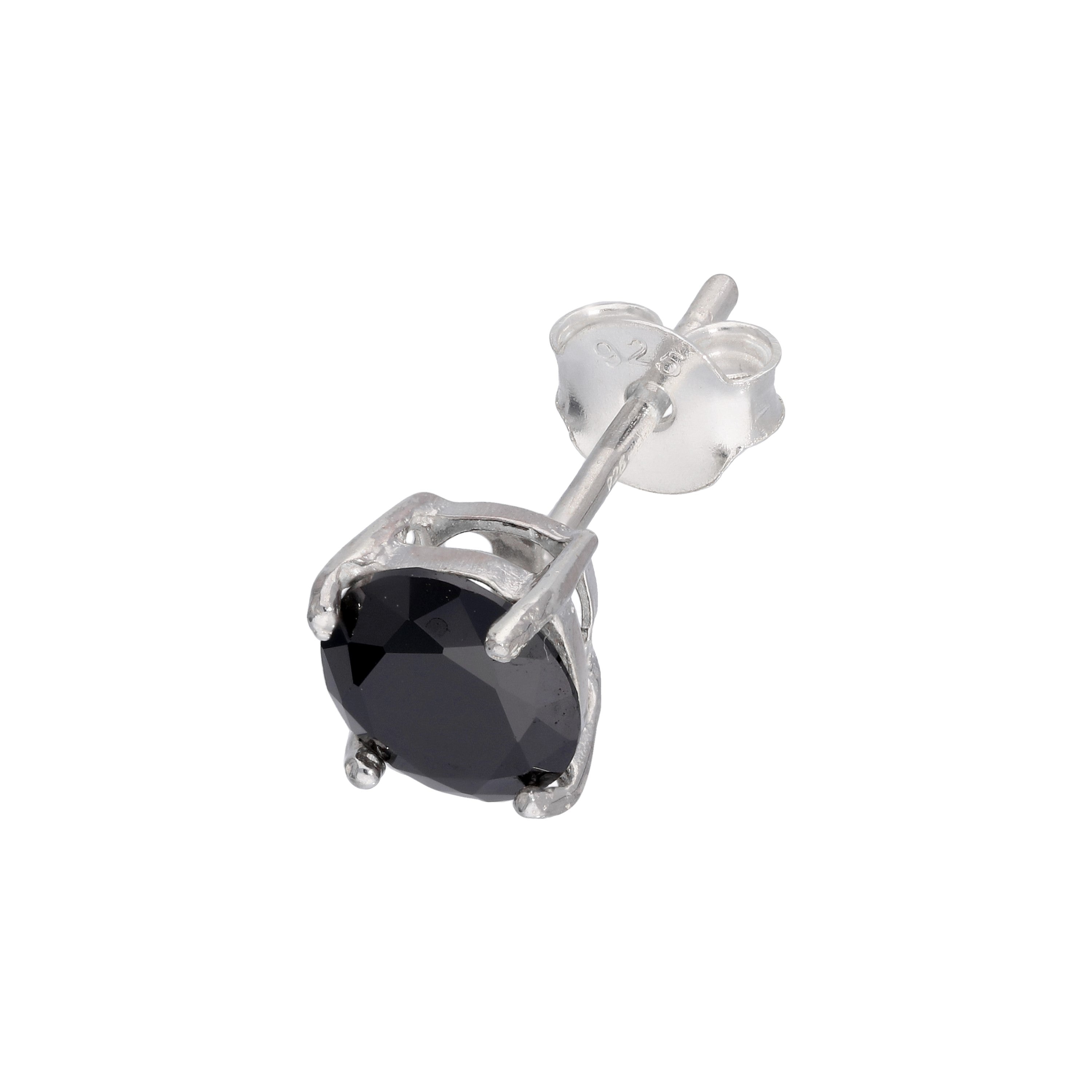 Sterlingsilber Runder CZ-Kristall Herren Ohrstecker - 4 -10 mm
