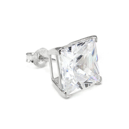 Sterling Silber Quadratischer CZ Kristall Herren Ohrstecker - 4 -10mm