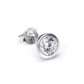 Sterlingsilber 7 mm Rund Klar CZ Kristall Überschliff Herren Ohrstecker