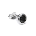 Sterlingsilber 7 mm Rund Schwarz CZ Kristall Überschliff Herren Ohrstecker