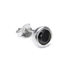 Sterlingsilber 7 mm Rund Schwarz CZ Kristall Überschliff Herren Ohrstecker