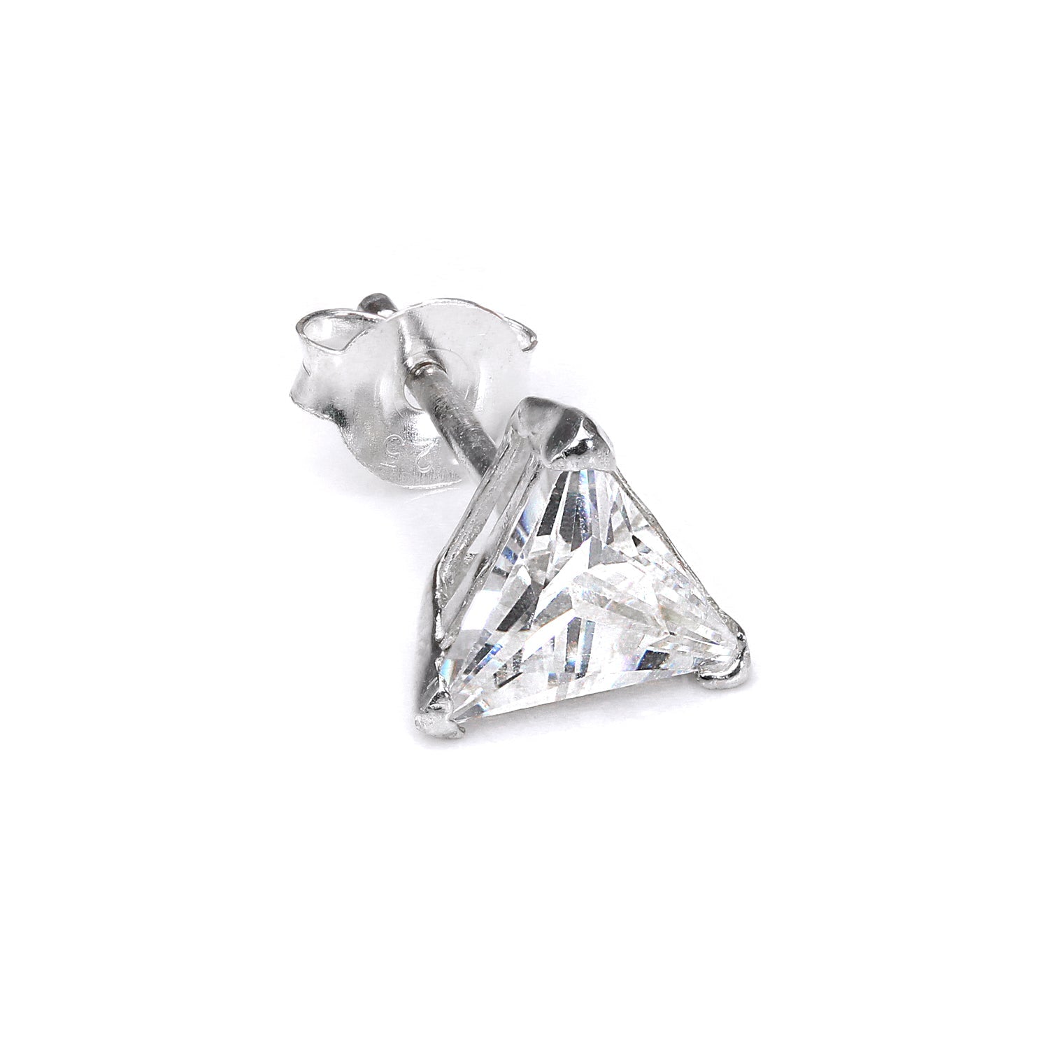 Sterlingsilber Dreieckig Klar 8 mm CZ Kristall Herren Ohrstecker