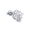 Sterlingsilber Vierfach Klar 6 mm CZ Kristall Herren Ohrstecker