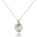 9 Karat Gold & Aurora Borealis CZ-Kristall-Herz-Anhänger / Halskette