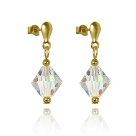 9 Karat Gold & Aurora Borealis Kristall Hänge Ohrstecker