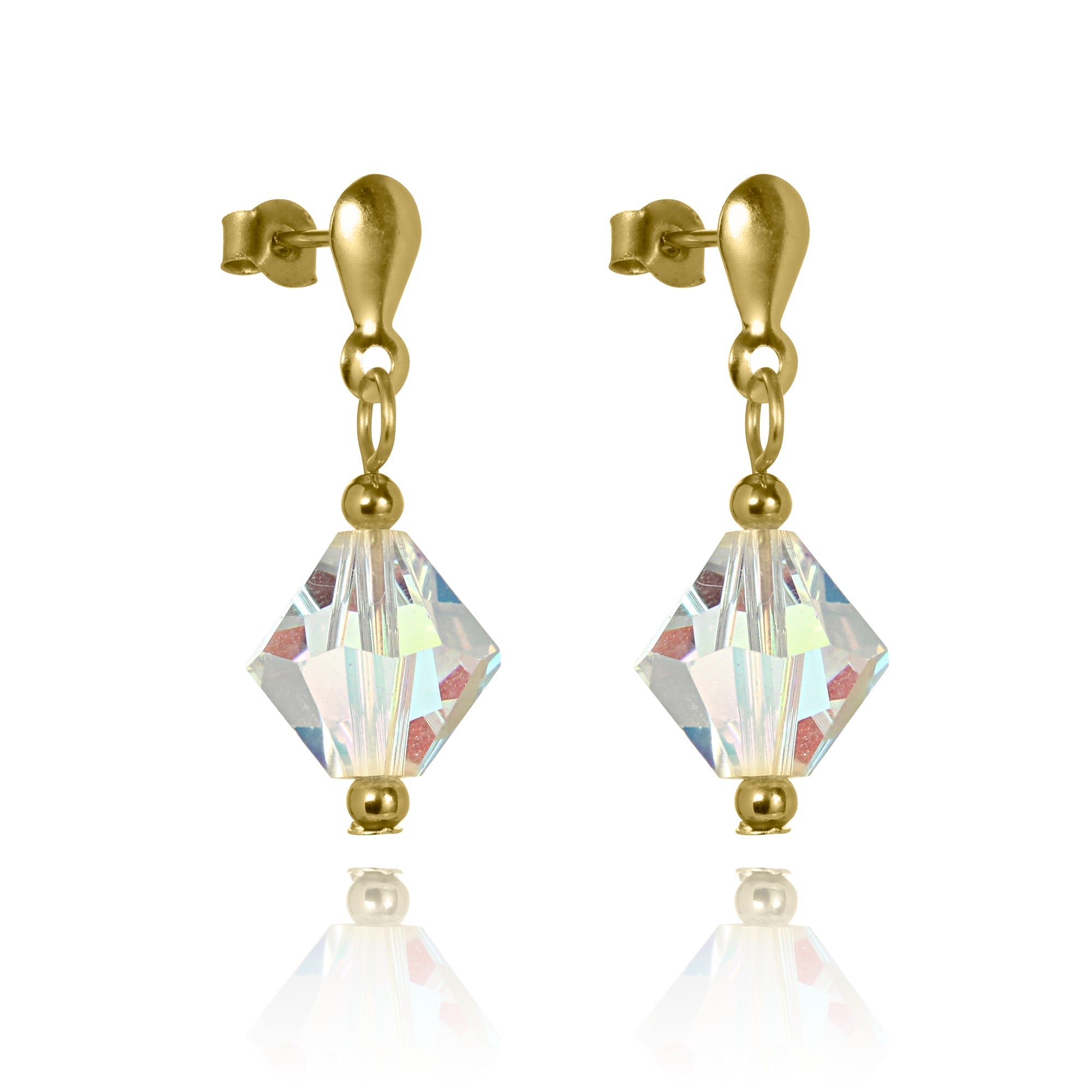 9 Karat Gold & Aurora Borealis Kristall Hänge Ohrstecker