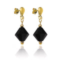 9 Karat Gold & Schwarz Kristall Hänge Ohrstecker