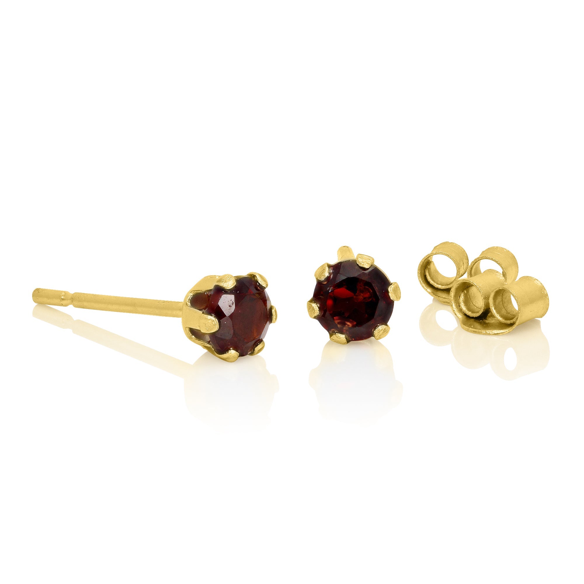 9 Karat Gold & 3 mm runde Edelstein-Ohrstecker