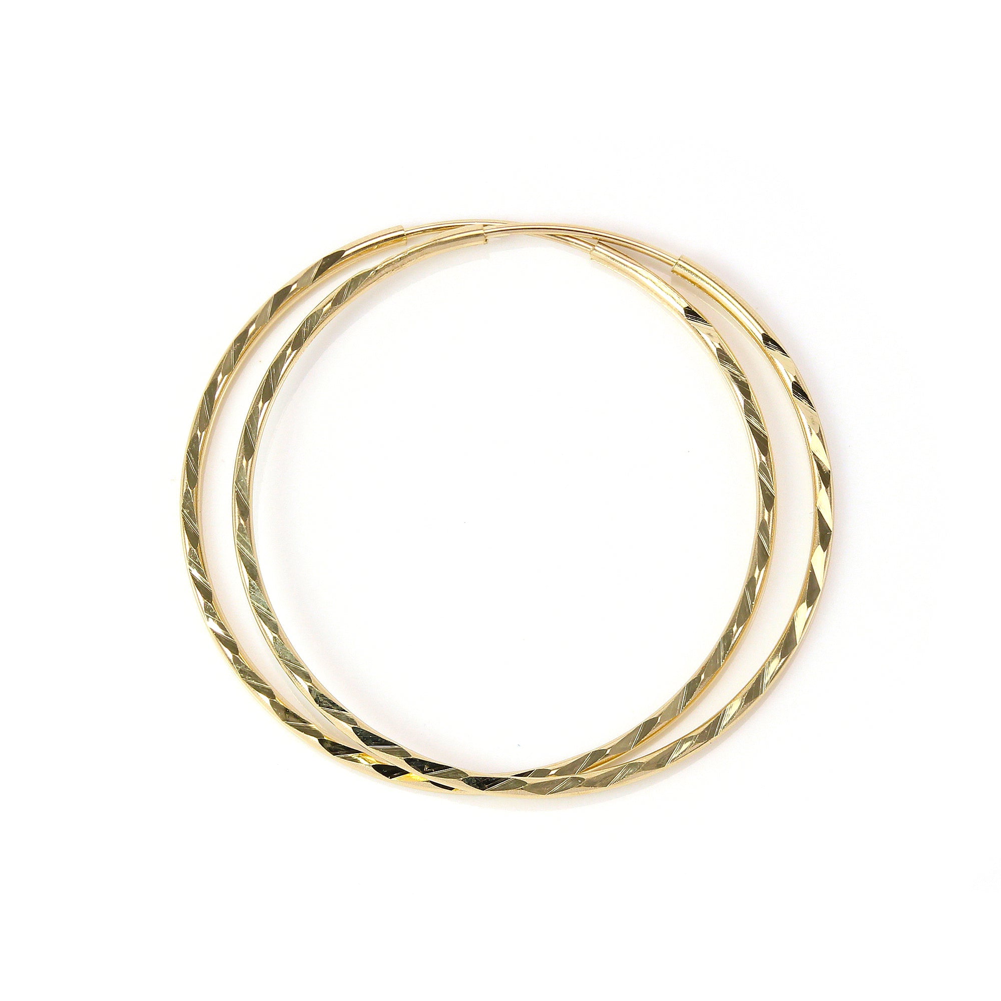 9 Karat Gold 21 mm Leichtgewichtige Schläfer-Ohrringe - Schlicht - Diamantschliff - Ohrringe - Schläfer
