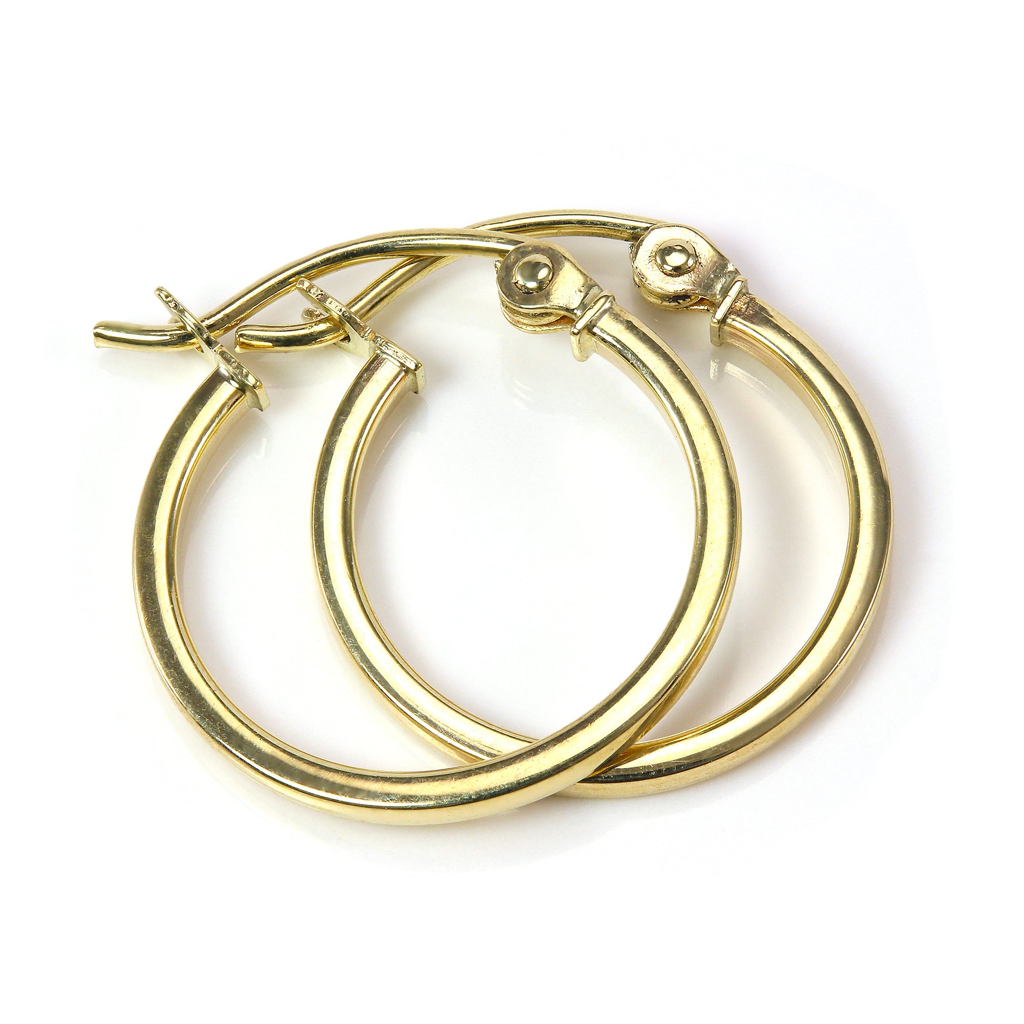 14 mm 9 Karat Gold Quadrat Röhre Schläfer Creolen Ohrringe und Creolen