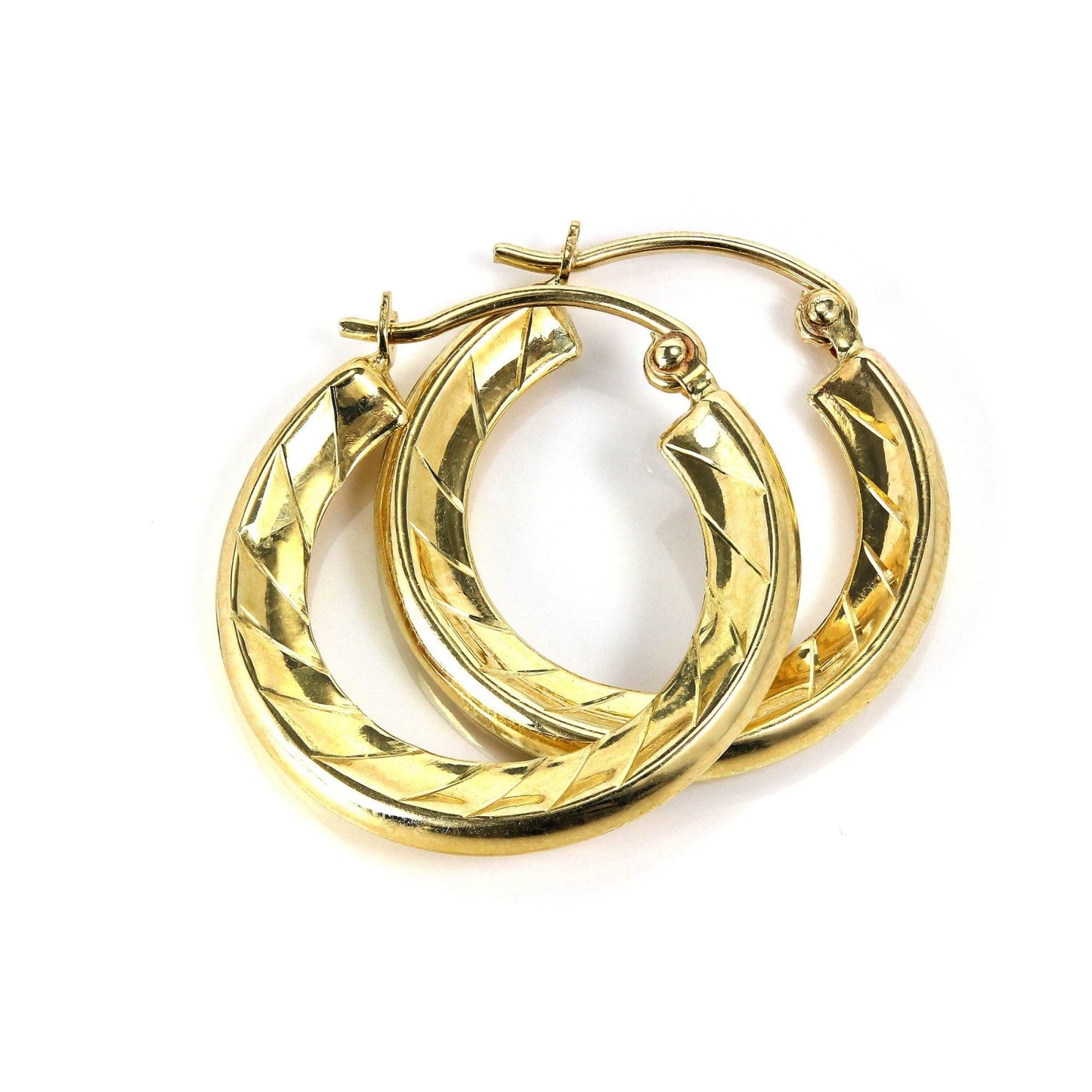 9ct Gold Light Textured Spiral 12mm Creole Hoop Earrings - jewellerybox