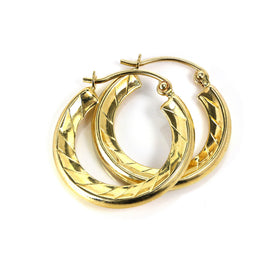 9 Karat Gold Leicht Strukturiert Spirale 12 mm Creolen Ohrringe