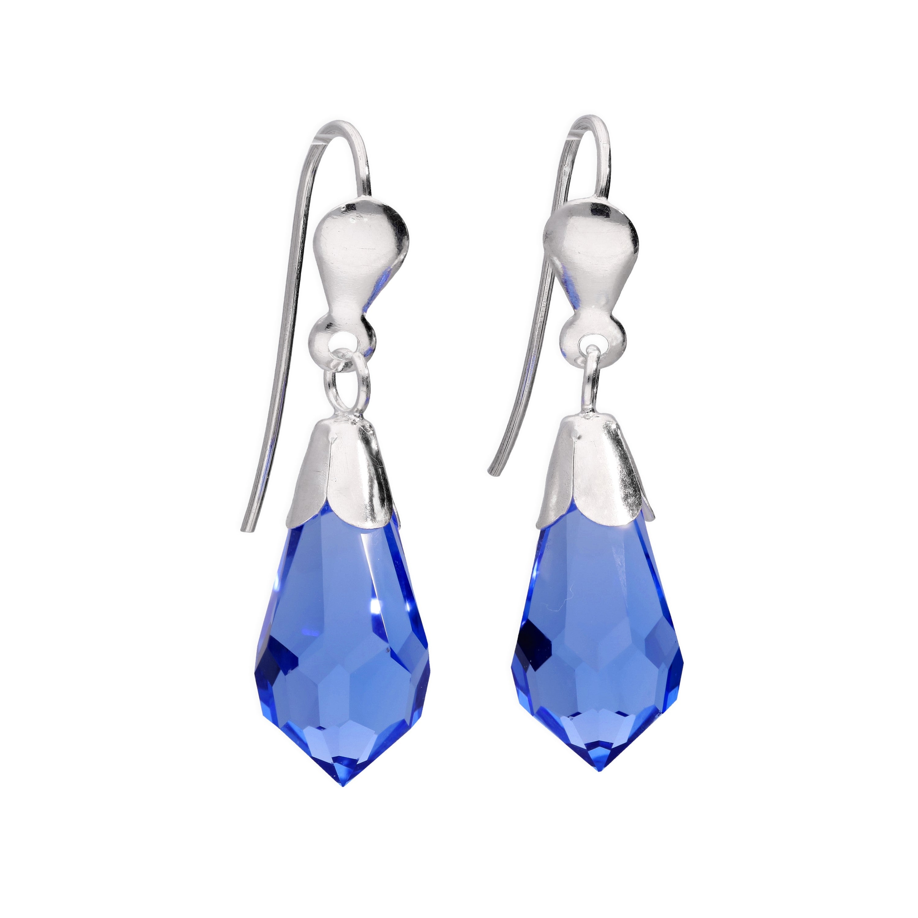 Sterlingsilber & Tiefblau CZ Kristall Baumel Ohrhänger
