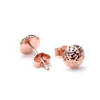 6 mm runde, facettierte Ohrstecker aus 9 Karat Gold - Gelb-Weiß-Rose