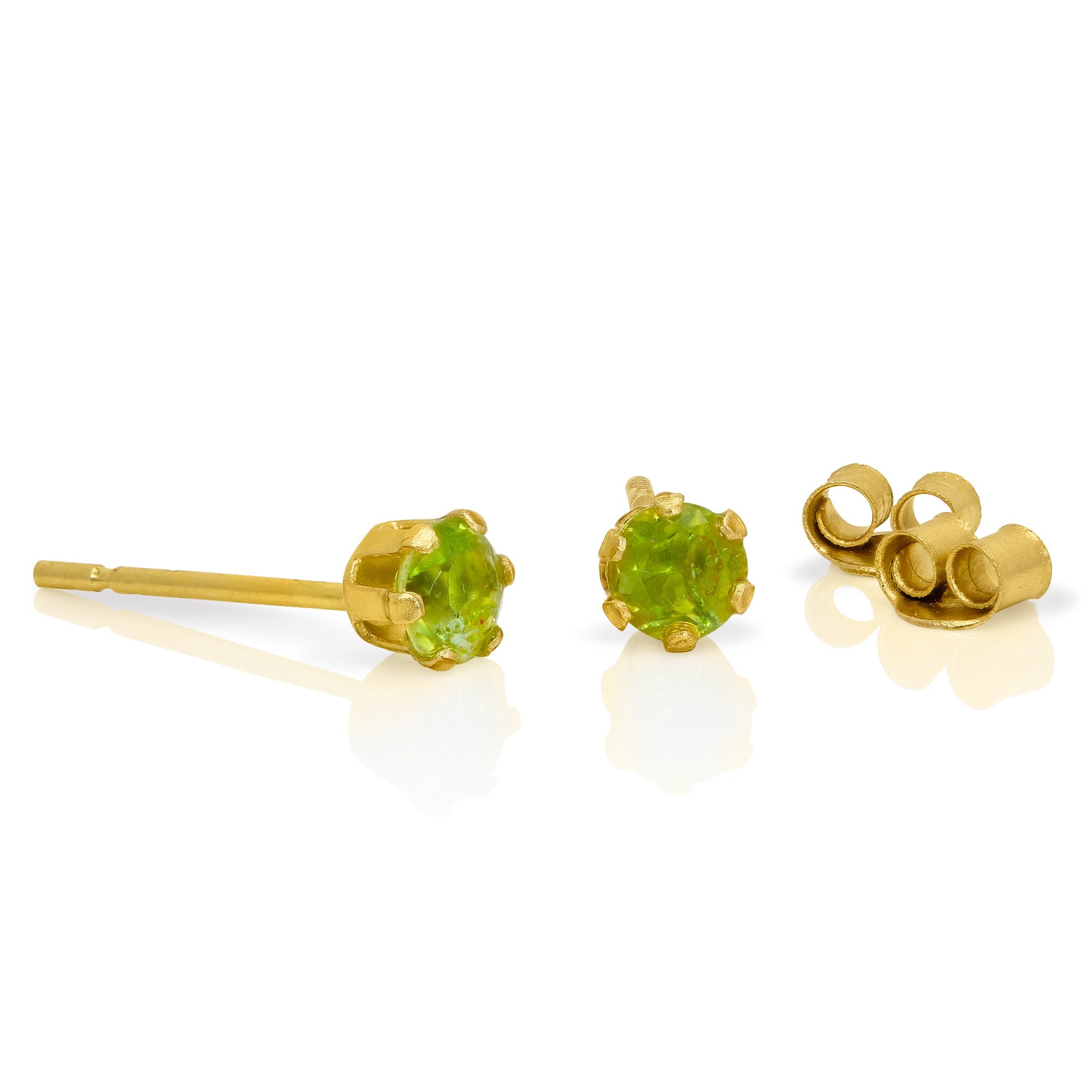 9 Karat Gold & 3 mm runde Edelstein-Ohrstecker