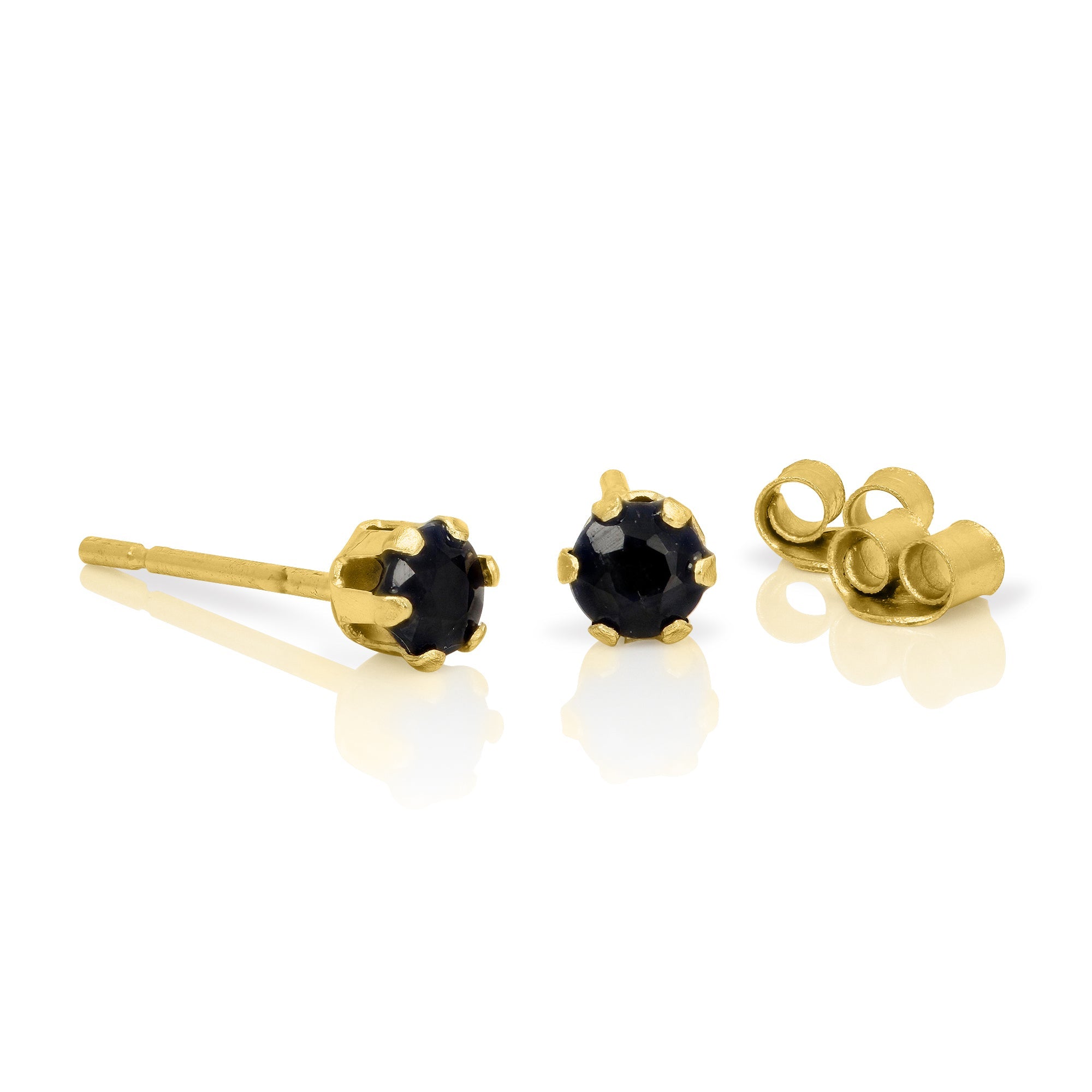 9 Karat Gold & 3 mm runde Edelstein-Ohrstecker