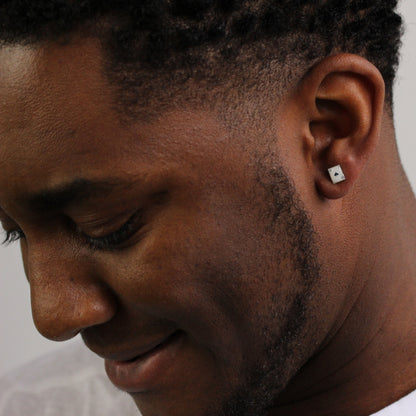 Sterlingsilber Gewölbt Pik As Herren Einzel Ohrstecker