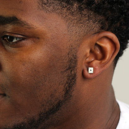 Sterlingsilber Gewölbt Pik As Herren Einzel Ohrstecker