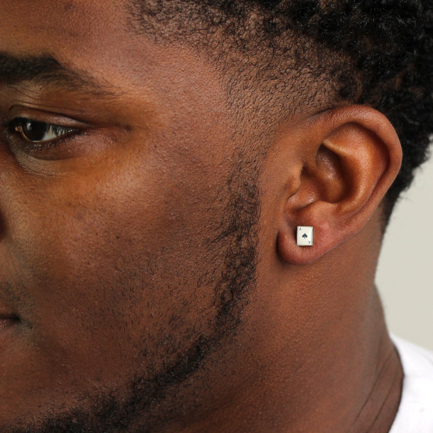 Sterlingsilber Gewölbt Pik As Herren Einzel Ohrstecker