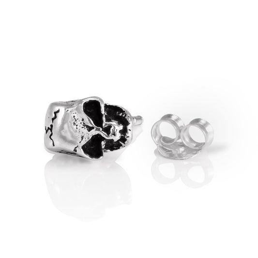Sterlingsilber Herren Totenkopf Einzel Ohrstecker