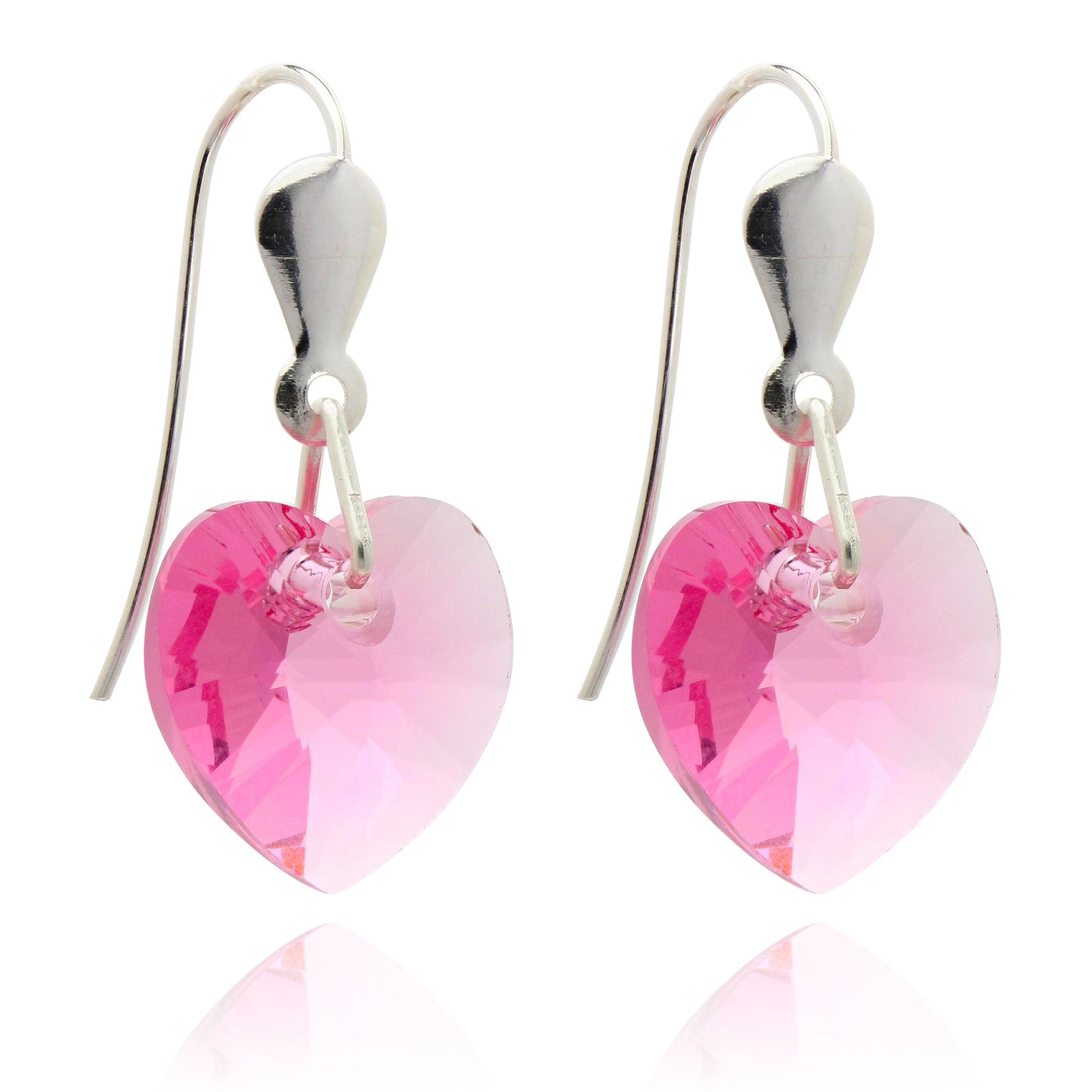 Sterling Silber & CZ Kristall 10mm Herz Ohrringe - 5 Farben