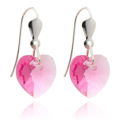 Sterling Silber & CZ Kristall 10mm Herz Ohrringe - 5 Farben