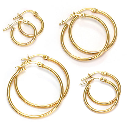 9ct Gold Snap Down Hoop Sleeper Ohrringe - 10mm - 24mm